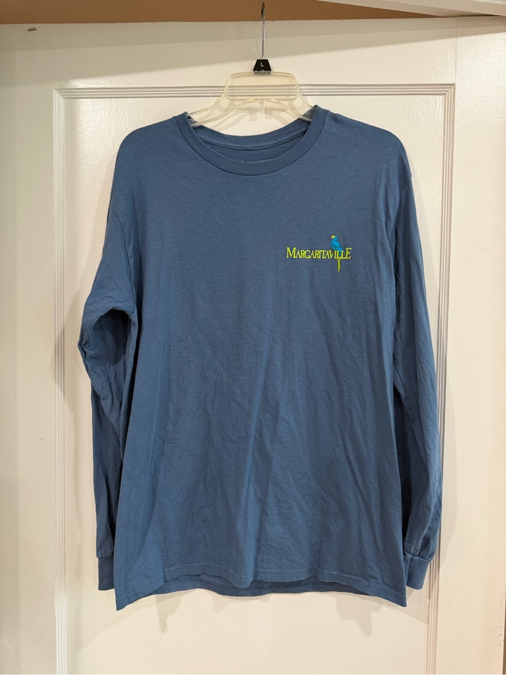 Margaritaville Long-Sleeve Tee in Dusty Blue with Lime Logo